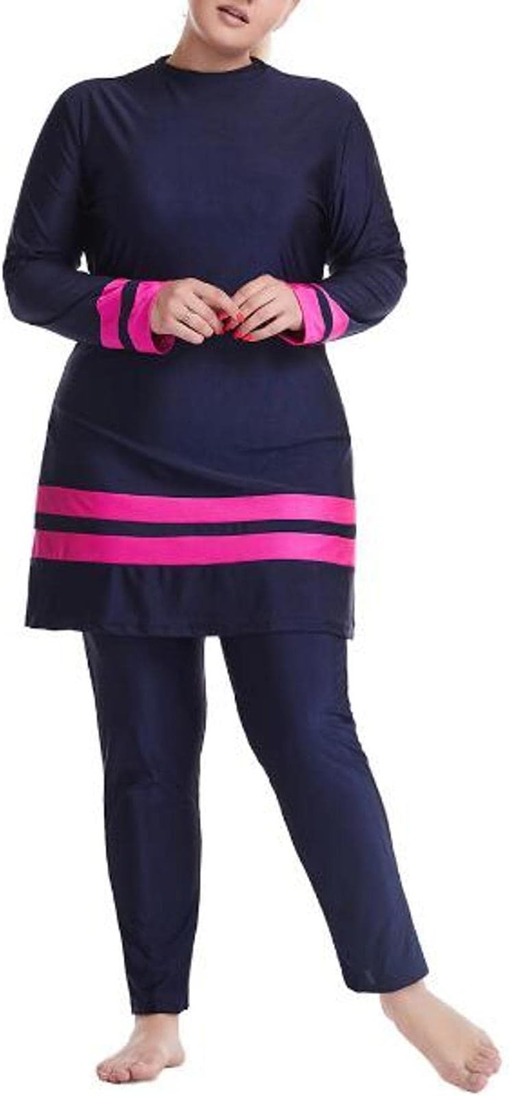 Women Oversize Swimsuit Muslim Hui Full Coverage Conservative Swimwear Three Piece Set