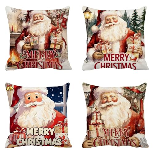 �N���X�}�X ���胊�l�� �������J�o�[ �T���^�N���[�X �N�b�V�����J�o�[ 35x35cm 4���Z�b�g �v���[���g �������J�o�[ ���z�c���΁[ �h�������`�܂���J�o�[�� �\�t�@�w���� ���� �l�G�ʗp �C���e���A�K���Ă���ԓ����r���O���[���Q���܂��͓~�̃N���X�}