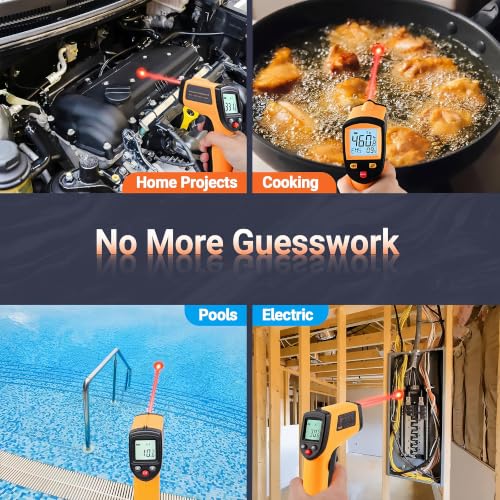 Image of Digital Infrared Thermometer Gun for Cooking,BBQ,Pizza Oven, Infrared Thermometer Laser with Backlight,-58℉~712℉(-50℃~380℃) Handheld Non Contact Heat Laser Temperature Gun (Not for Human)