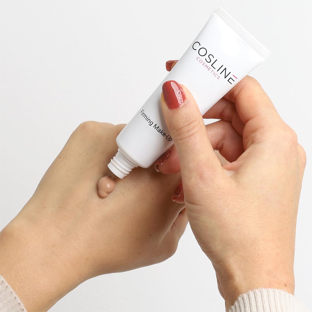 COSLINE Firming Make Up, Hautton anpassend, Natürliches Finish, Reife Haut, Strahlender Teint, kaschiert Fältchen und Rötungen, Anti-Aging, 30ml