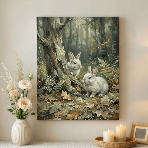 Toile lapin de la forêt d'automne pour éveiller la douceur de votre intérieur