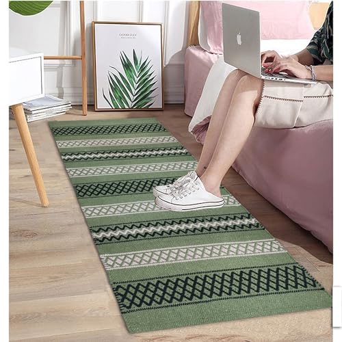 Image of 2x5 ft Cotton Carpet Runner - Soft & Breathable Rug for Indoor-Outdoor Styling with Geometric Appeal