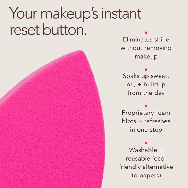 Image of Beautyblender Resetter Set of 2 Reusable Makeup Blotting Sponges | Oil Absorbing Face Blotter for Oily Skin, Removes Shine Without Smudging Makeup | Washable Foam Blotters with Silicone Travel Case