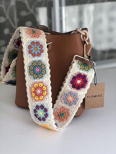 Purse Straps Replacement Crossbody for Handbags Crochet Flower Women Adjustable Bag Strap 2 inch Wide2