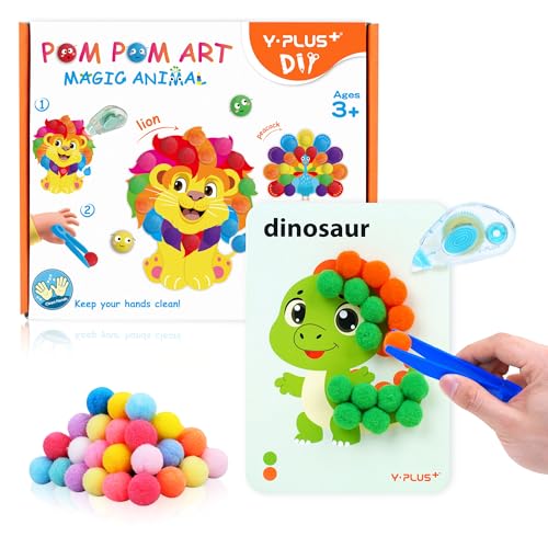 YPLUS Bastelset für Kinder Mit Pompons - Kreatives Set für Mädchen und Jungen...