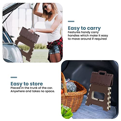 Image of Heavy Duty 12 Inch Folding Step Stool with Carry Handle Anti Slip Surface, Portable Plastic Foldable Camping Stool for Kitchen Bathroom Indoor /Outdoor, 330lbs Load Capacity -Multi Color