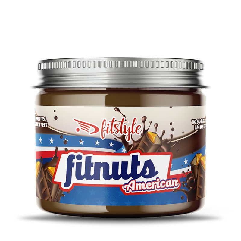 FITnuts American 200g | Crema de cacahuete 94% con cacao y edulcorante | Sin azúcar y sin aceite de palma | Sabor a barrita americana de chocolate