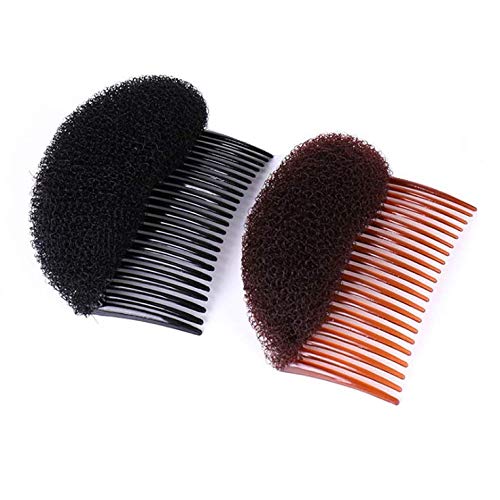 KDDOM2 Pcs French style Bun Maker Braid Tool,Charming Bump It Up Volume Inserts Do Beehive Hair Styler Tool for Girl Woman Hair Accessories(Black,Brown)