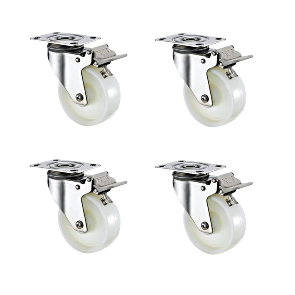 Rueda Giratoria Ruedas De Acero Inoxidable con Frenos For Carrito Almacenamiento, Paquete 4 Repuesto Ferretería Muebles