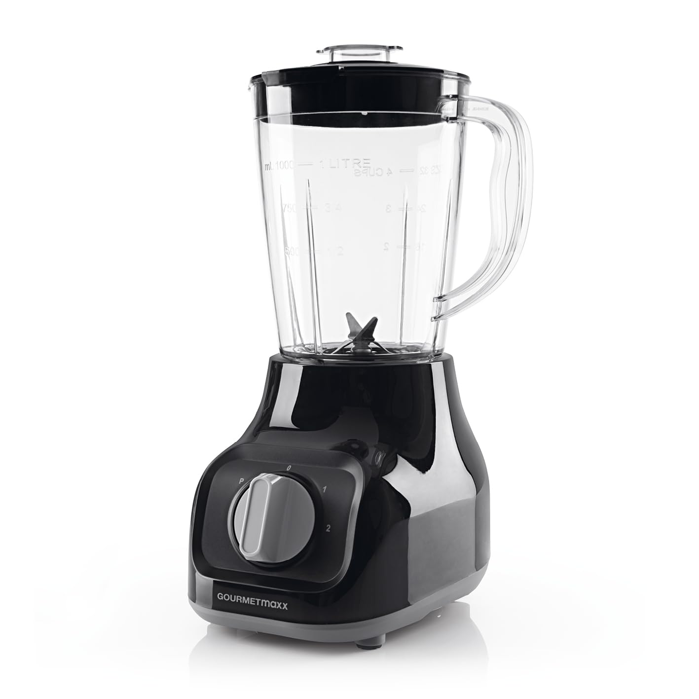 GOURMETmaxx Standmixer – 350 W, 4 Edelstahlklingen, 22.000 U/min, 2 Geschwindigkeiten + Puls, BPA-frei, spülmaschinengeeigneter Mixbehälter