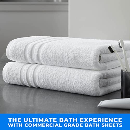 Towelogy® Commercial Bath Sheets White (100x150cm) 100% Egyptian Cotton Large Bath Towels for Hospitality Use Gym Salon Spa & Hotels Bathroom (Dove White - Image 2