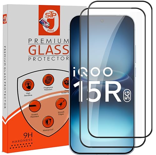Image of STP FEEL Premium Tempered Glass Screen Protector Guard Compatible For IQOO 15R 5G (Ultrasonic Fingerprint Working) (6.59 Inch , Pack of 2) | Edge to Edge Coverage With Easy to installation kit for Smartphone