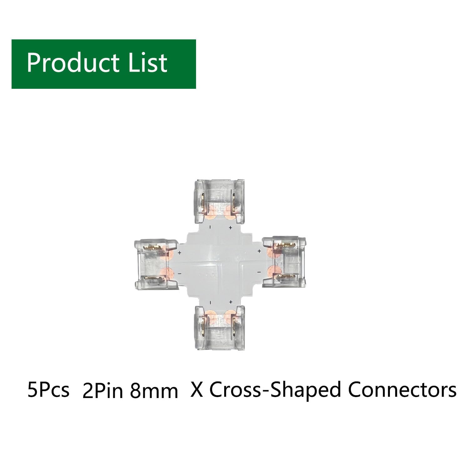ENQIMAOYI 5pcs X Shape LED Strip Connector 2pin 8mm Width Cross-Shaped connectors for SMD LED Strip Lights,Upgraded Gapless Solderless Quick Connector (2pin 8mm X) - Image 4