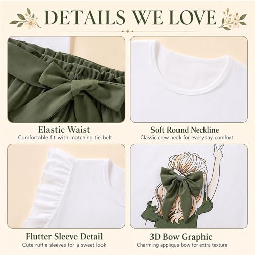 Image of Girls Summer Outfits Cute Sleeveless Top High Waisted Short Sets with Pockets Teen Girl Clothes Size 6-14 T