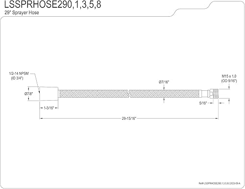 Miniatura 2 de Kingston Brass LSSPRHOSE293 - Manguera de pulverización trenzada para grifo de cocina de 29 pulgadas, latón cepillado