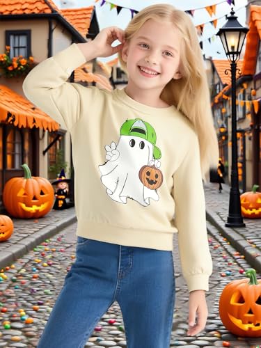 Girl Boy Pumpkin Ghost Pullover Long Sleeve Cute Spooky Tops Halloween Sweatshirt2