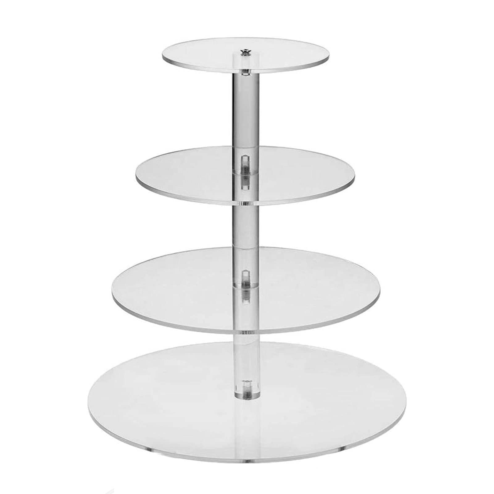 SOQKEEN 4 Tier Acrylic Cupcake Stand, Clear Round Cupcake Tower 12.4", Stable Dessert Display Stand for Cupcakes, Muffins, Wedding, Birthday, Afternoon Tea & Party