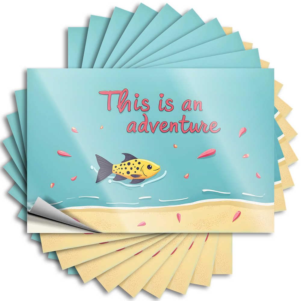 Yellow Fish Embarks On A Colorful Coastal Journey Great Porch Decorations Outdoor - Tattoo Door Removable Vinyl Decal(6X9CM)