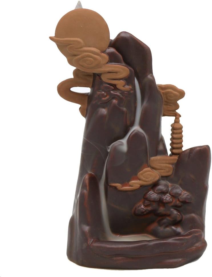 Backflow Incense Burner-Moon & Mountain Ceramic Incense Burner Incense Holder for Tea Ceramony Home Decor Home Fragrance