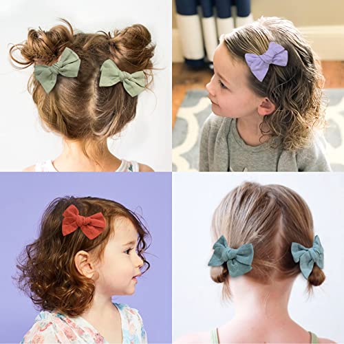 Choicbaby 24Pcs 3.5 Inches Hair Bows Alligator Clips Linen Bows Baby Girl Barrettes Hair Accessories For Little Girls Toddler Kids Teens In Pairs thumb #5