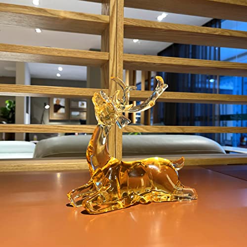 Beaulemna Acrylic Reindeer Deer Figurine Glass Collection Ornament Statue Animal Collectible Sitting Christmas Decor Home Decor (Amber) #TOP6