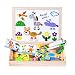 Wooden magnetic Easel, Magnetic Jigsaw Double Side Board Dry Erase Board Puzzle Games Toys for Kids Toys for Boys Girls Minto Toy (animals)