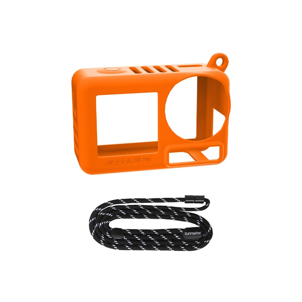 TELESIN Funda de silicona para DJI Osmo Action 6 con tapa de objetivo y cordón, resistente a los golpes, resistente a los arañazos, lavable, antideslizante, a prueba de polvo, protección de cámara