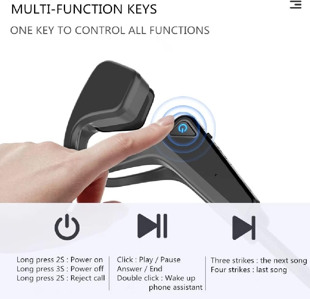 Open-Ear Bluetooth5.2 Bone Conduction Sport Headphones, Wireless Air Conduction Earphones with Built-in Mic, HD Call Noise Reduction, for Running and Workouts,Black