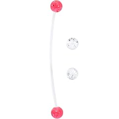 Pregnancy Belly Button Ring Clear and Pink Acrylic Glitter Pack