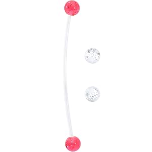Pregnancy Belly Button Ring Clear and Pink Acrylic Glitter Pack