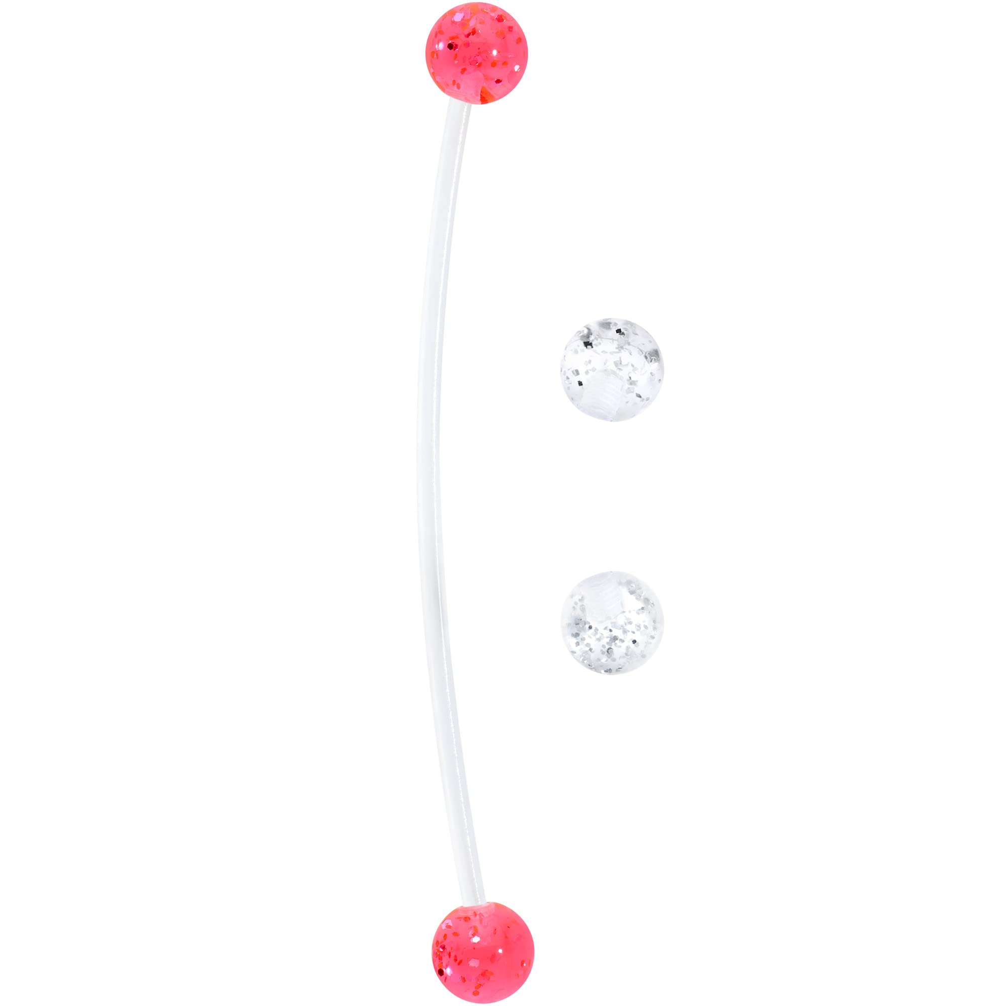Pregnancy Belly Button Ring Clear and Pink Acrylic Glitter Pack