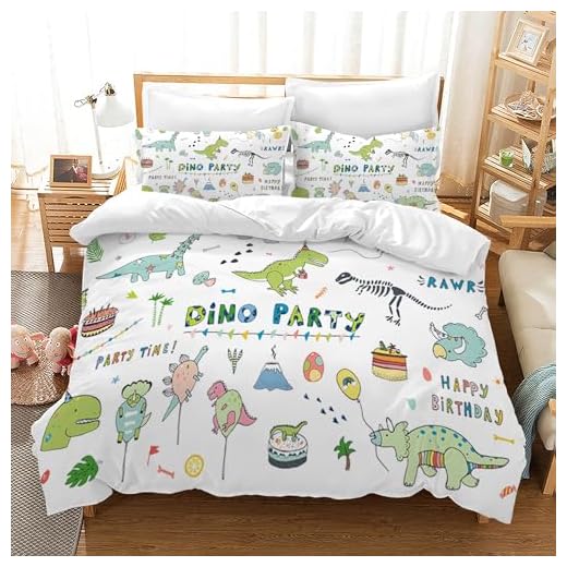 HZVRTN Juego de ropa de cama infantil, diseño de dinosaurios, moderno 3D, diseño de dinosaurios, funda nórdica de microfibra de 3 piezas con funda de almohada (135 x 200 cm, dinosaurio A)