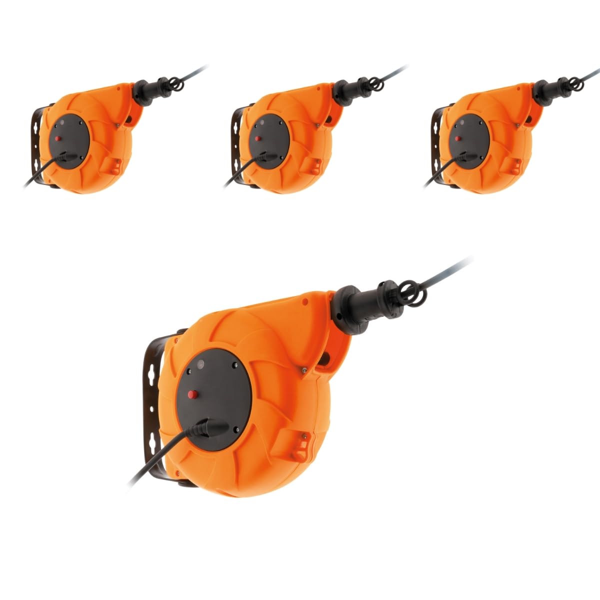 Zenitech - Set di 4 avvolgitori da parete, cavo HO5VV-F, 3G1mm², 11 m + 2 m, colore: Arancione