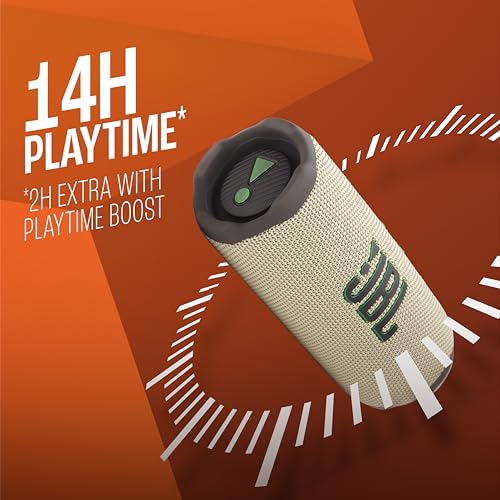 Image of JBL Flip 7 Wireless Portable Bluetooth Speaker, Bold Pro Sound with AI Sound Boost, 16Hrs of Playtime, IP68 Water & Dustproof, Multi-Speaker Connection by Auracast, Personalization App (Sand)