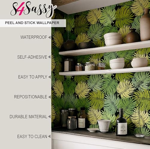 Papel tapiz de vinilo autoadhesivo e impermeable verde para pared de salón 6