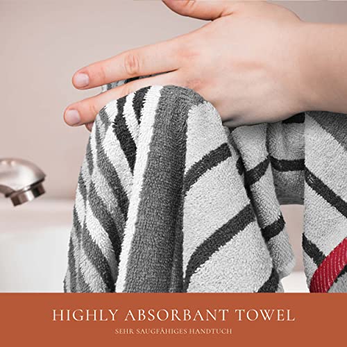 Weave Essentials 4Pc Bath Linen Towel Set, 2 Large Bath Towel - 70x140cm, 2 Hand Towels - 50x90cm, Solid Stripped 100% Cotton, Quick Dry Towel, Soft & Absorbent - (Silver Grey) - Image 5