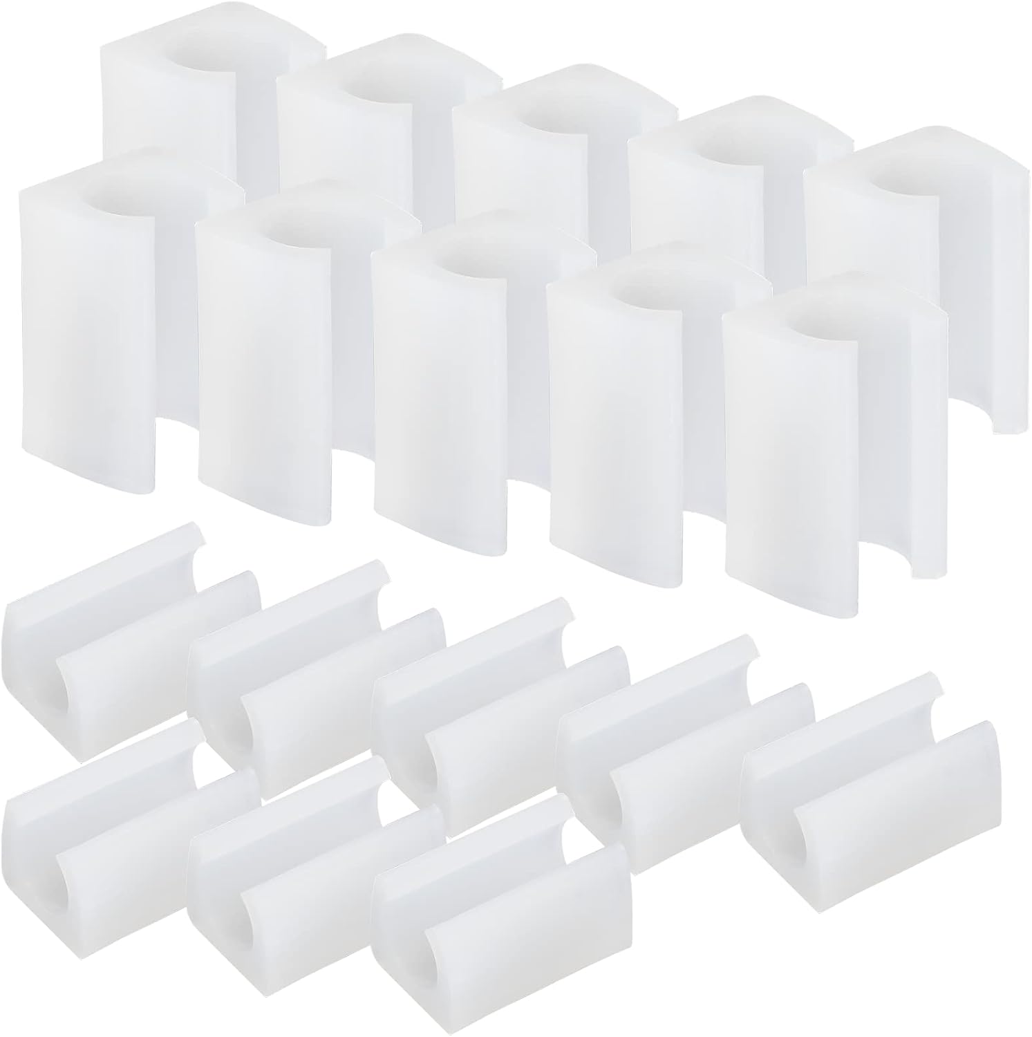 24 PCS Chair Legs Protector, Rectangle Clamp Plastic Furniture Feet Cover U Shape Chair Legs Clips 12mm Protector (White)