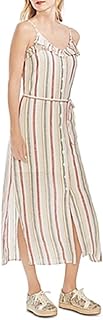 Vince Camuto Ruffle-Yoke Linen Maxi Dress Canyon Sunset XXS