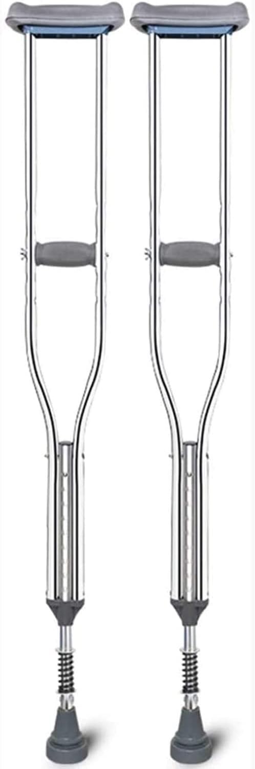 Crutches for Adults Underarm Crutches for Adjustable Underarm Adult Crutches with Damping Spring, Height Adjustable Crutch with Shock Absorber, Heavy Duty, Avoid Armpit
