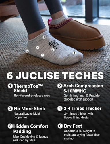 Image of Juclise Alpaca Wool Lightweight No Show Hiking Socks Breathable Moisture Wicking Cushioned Anti Blister Merino Outdoors