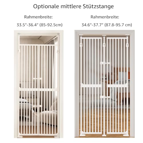 unipaws 190 cm hohes extra hohes Katzenschutzgitter, zweite Generation, stabiles Erhöhung, 89 cm - 96 cm breites Sicherheitsgitter für Tür, Tür für Treppen, automatisches Schließen und ohne