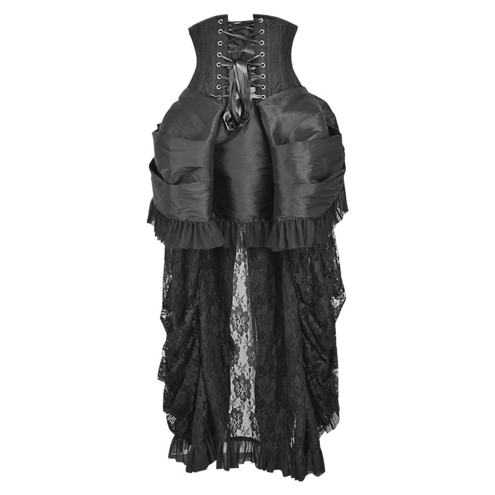 Daisy Corsets Damen Top Drawer Steel Boned Black Lace Victorian Bustle Underbust Corset Dress Korsett