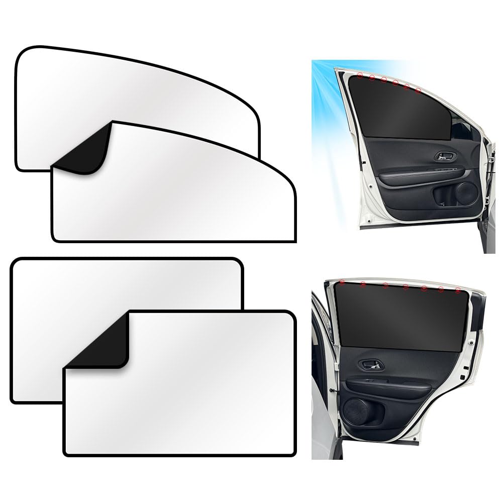 URAQT Parasol Lateral, 4pcs, para Ventana de Coche con Imanes, Infantil, de Fácil Instalación. Cortinas para Boquear los Rayos UV y Calor, para Bebe, Niños, Adulto, Mascotas.