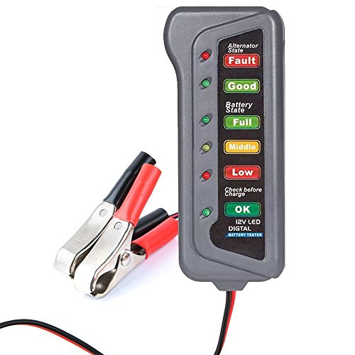 iKKEGOL 12V Car Battery Alternator Tester, 12 Volt Vehicle Alternator Test, 6 LED Light Display Indicates Condition,Charging System Analyzer