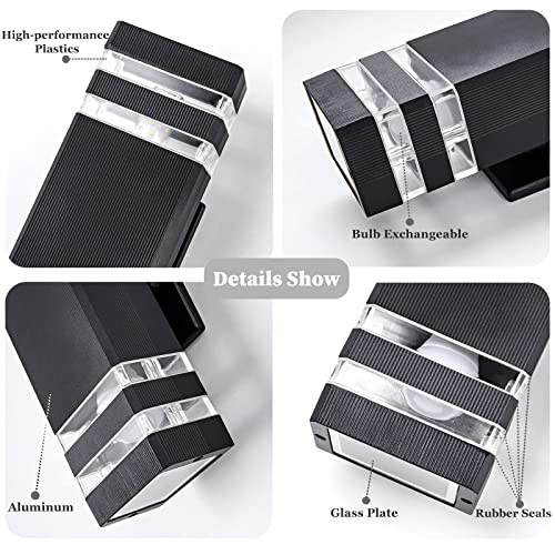 Square Up And Down Wall Light Led Fixture Outdoor Wall Light Aluminum Waterproof Outdoor Wall Lamps Outdoor Wall Sconce Exterior Lamps For Front Porch Patio Garage (2 Pack No Bulb) #TOP3