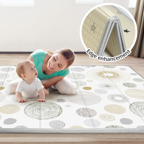 Image of Foldable Baby Play Mat, PIGLOG 50x50 Playpen Mat, Safe Foam Playmat for Tummy Time, Waterproof Playmats for Babies and Toddlers Kids, Reversible Portable Floor Mat for Infant