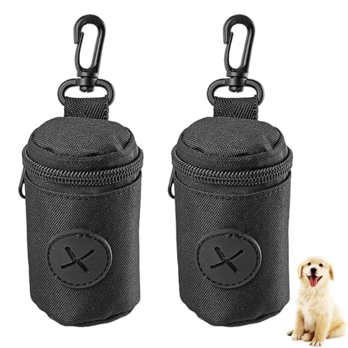 2Pcs Poo Bag Holder Durable and Leakproof Dog Poop Bag Holder Lightweight Poo Bags Dispenser Apply for Pet Travel Dog Walking Park Easy to Attach Perfect for Walks & Travel(Black)