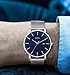 BUREI Men's Fashion Minimalist Wrist Watch Waterproof Watches Simple Ultra Thin Watches Analog Quartz Date with Stainless Steel Mesh Band (Blue Silver)