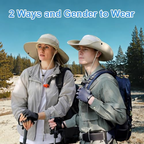 Image of Wide Brim Sun Hat for Men Women UV Protection Ventilated Summer Hats for Fishing Hiking Garden Beach
