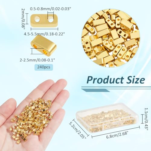 NBEADS 240 Pcs Golden Plated Colors Tila Beads - Image 2